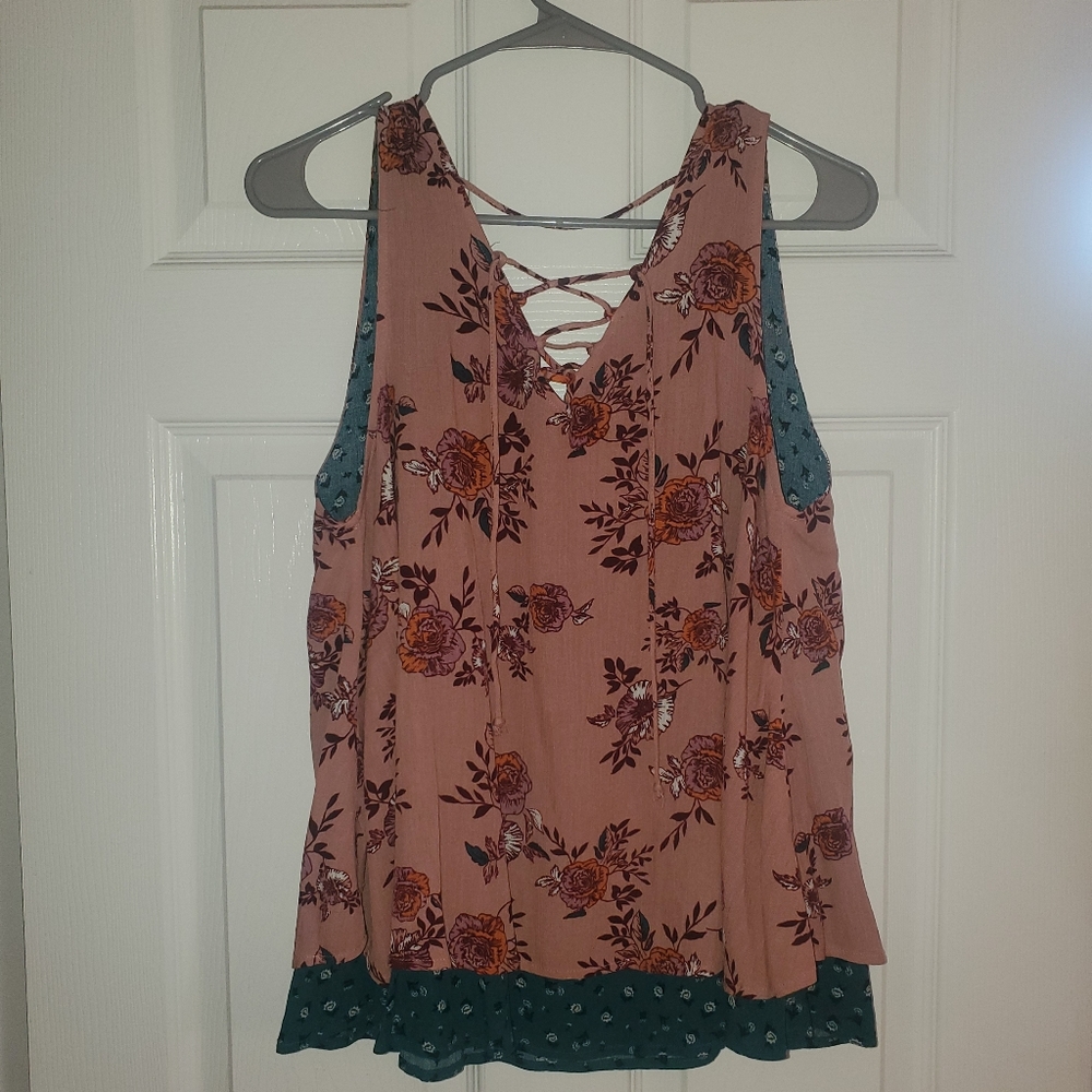 Pink Floral Flowy Tank